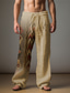 cheap Linen Pants-Men&#039;s Vintage Ethnic Linen Pants Pants Trousers Mid Waist Outdoor Daily Wear Streetwear Fall &amp; Winter Regular Fit