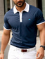 cheap Classic Polo-Men&#039;s Polo Shirt Button Up Polos Casual Sports Lapel Short Sleeve Fashion Basic Color Block Patchwork Embroidered Summer Regular Fit Burgundy Navy Blue Brown Dark Gray Polo Shirt