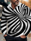 billiga Grafisk polo-3D Print Herr Abstrakt 3D Mönster Zip Polo Utomhus Ledigt / vardag Streetwear Polyester Långärmad Blixtlås Polotröjor Vit Vin Vår S M L Microelastisk Lapel Polo