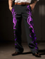 お買い得  メンズプラスサイズのボトムス-火炎 ビジネス カジュアル 男性用 3Dプリント スーツ パンツ アウトドア ストリート 仕事に着る ポリエステル イエロー レッド ブルー S M L ハイウエスト 弾性 パンツ