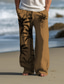 preiswerte Leinenhose-Herren Vintage Palme Leinenhose Hosen Hose Mittlere Taillenlinie Outdoor Freizeitskleidung Strassenmode Herbst Winter Regular Fit