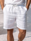 preiswerte Herren Shorts-Herren Shorts Kurze Hosen Leinenshorts Kurze Hosen Sommer-Shorts Tasche Kordelzug Elastische Taille Glatt Komfort Atmungsaktiv Outdoor Täglich Ausgehen Modisch Brautkleider schlicht Weiß Marineblau