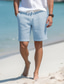 baratos Calções para Homem-Homens Calção Shorts de linho Shorts de verão Com Cordão Cintura elástica Perna reta Tecido Conforto Respirável Curto Casual Diário Feriado Moda Estilo Clássico Branco Azul Marinha