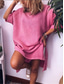 baratos design de vestidos de algodão e linho-Mulheres Branco Rosa Azul Verão Minivestido Vestidos inspirados em linho Camisetão Vestido de verão de algodão Básico Diário Final de semana Ajuste Largo Tecido Gola Redonda