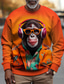 ieftine Hanorace Grafice-Grafic Orangutan Bărbați Modă Tipărire 3D Pulover cu pulovere Concediu Vacanță Ieșire Hanorace Galben Mov Manșon Lung Stil Nautic Imprimeu Primăvara &amp; toamnă Designer Hanorac Hanorac