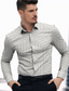 رخيصةأون قمصان رجالية مطبوعة-الهندسة الأعمال التجارية رجالي قميص مناسب للبس اليومي مناسب للخارج للربيع والصيف طوي كم طويل أسود, أزرق, البيج S, M, L 4-طريقة سترتش النسيج قميص