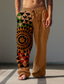 cheap Linen Pants-Men&#039;s Vintage Geometric Linen Pants Pants Trousers Mid Waist Carnival Daily Wear Fall &amp; Winter Regular Fit