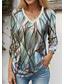 cheap Animals tee-Women&#039;s T Shirt Floral Animal Dragonfly Fashion Long Sleeve V Neck Regular Tops Casual Holiday Print Navy Blue Blue Green Spring &amp;  Fall
