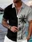 cheap Graphic Polo-Palm Tree Men&#039;s Casual Print 3D Zip Polo Outdoor Daily Wear Streetwear Polyester Short Sleeve Turndown Zip Polo Shirts Blue Gray Spring &amp; Summer S M L Micro-elastic Lapel Polo