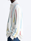 abordables jersey de punto tipo polo-Hombre Pullover Camiseta de golf Calle Casual Diseño Manga Larga Moda Alta calidad Raya Rayas Botón frontal Verano Primavera Blanco Pullover