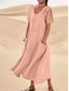 cheap Plain Dresses-Women&#039;s Casual Dress Long Dress Maxi Dress Pocket Date Maxi Basic Crew Neck Short Sleeve Black Pink Sky Blue Color