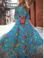 cheap Print Dresses-Women&#039;s Chiffon Floral Print Crew Neck Long Dress Maxi Dress Bohemia Vacation Summer Spring