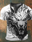 billige T-shirt med tryk til mænd-Grafisk Dyr Mode Retro / vintage Klassisk Herre 3D-udskrivning T-shirt Henley-skjorte Sport &amp; Udendørs Ferie I-byen-tøj T-shirt Hvid Rød Blå Kortærmet Henley Skjorte Forår sommer Tøj S M L XL XXL 3XL