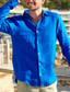 economico camicie di lino da uomo-Per uomo Camicia camicia di lino Camicia con bottoni Camicia da spiaggia Blu Manica lunga Color Block Bavero Primavera &amp; Autunno Informale Giornaliero Abbigliamento Splice