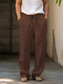 cheap Linen Pants-Men&#039;s Linen Pants Trousers Drawstring Straight Leg Plain Comfort Breathable Casual Daily Holiday Fashion Classic Style Yellow Brown