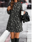 cheap Print Work Dresses-Women&#039;s Work Dress Casual Dress A Line Dress Fashion Winter Dress Daily Mini Dress Print Crew Neck Long Sleeve Floral Loose Fit Black Wine Spring Fall S M L XL