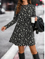 cheap Print Work Dresses-Women&#039;s Work Dress Casual Dress A Line Dress Fashion Winter Dress Daily Mini Dress Print Crew Neck Long Sleeve Floral Loose Fit Black Wine Spring Fall S M L XL