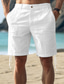 baratos Calções para Homem-Homens Calção Shorts de linho Shorts de verão Botão Bolsos Tecido Conforto Respirável Curto Casual Diário Feriado Misto de Algodão e Linho Moda Designer Branco Azul Marinha