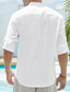 preiswerte Leinenhemden für Herren-Herren Hemd leinenhemd Popover-Shirt Strandhemd Schwarz Weiß Rosa Langarm Glatt Stehkragen Frühling Sommer Casual Täglich Bekleidung