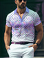 cheap Graphic Polo-Geometry Men&#039;s Business 3D Print Golf Polo Outdoor Daily Wear Streetwear Polyester Short Sleeve Turndown Polo Shirts Pink Purple Spring &amp; Summer S M L Micro-elastic Lapel Polo
