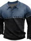 tanie Koszulki polo z nadrukiem-Kolorowy blok Męskie Zabytkowe 3D Nadruk Na zewnątrz Codzienne Streetwear Poliester Długi rękaw Wieczorne Koszulki polo Niebieski Brązowy Jesień i zima S M L Średnio elastyczny Polo z klapami