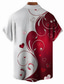 cheap Men&#039;s Printed Shirts-Valentine&#039;s Day Heart Casual Men&#039;s Shirt Daily Wear Going out Weekend Summer Turndown Short Sleeves Burgundy, Gray S, M, L 4-Way Stretch Fabric Shirt