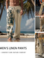 cheap Casual Pants-Tribal Bandana Print Vintage Men&#039;s 3D Print Linen Pants Pants Trousers Outdoor Street Going out Polyester Blue Green Khaki S M L Mid Waist Elasticity Pants