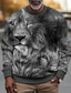 abordables hoodies graphiques-Graphic Lion Homme Mode 3D effet Sweat à capuche Vacances Sortie Vêtement de rue Sweats Rouge Violet manche longue Col Ras du Cou Imprimer Printemps &amp; Automne Designer Sweat à capuche