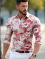 cheap Graphic Polo-Floral Men&#039;s Casual Print 3D Outdoor Casual Daily Streetwear Polyester Long Sleeve Turndown Polo Shirts Blue Purple Fall &amp; Winter S M L Micro-elastic Lapel Polo