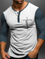 cheap Men&#039;s Graphic Tshirts-Graphic Color Block Faith Fashion Daily Casual Men&#039;s 3D Print Henley Shirt Casual Holiday Going out T shirt Black Brown Dark Blue Long Sleeve Henley Shirt Spring &amp;  Fall Clothing Apparel S M L XL XXL