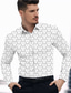 billige Skjorter med tryk til mænd-Geometri Forretning Herre Skjorte Dagligdagstøj I-byen-tøj Forår sommer Aftæpning Langærmet Sort, Hvid, Blå S, M, L 4-vejs strækstof Skjorte