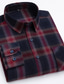 Χαμηλού Κόστους Επίσημα πουκάμισα-Ανδρικά Πουκάμισο Επίσημο Πουκάμισο Πουκάμισο με κουμπιά Μαύρο Σκούρο κόκκινο Ρουμπίνι Μακρυμάνικο Καρό Πέτο Άνοιξη &amp; Χειμώνας Γραφείο &amp; Καριέρα Γαμήλιο Πάρτι Ρούχα Μπροστινή τσέπη
