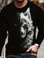 cheap Men&#039;s Graphic Tshirts-Graphic Animal Wolf Fashion Designer Casual Men&#039;s 3D Print T shirt Tee Sports Outdoor Holiday Going out T shirt Black Long Sleeve Crew Neck Shirt Spring &amp;  Fall Clothing Apparel S M L XL 2XL 3XL 4XL