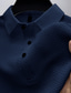 baratos polo clássico-Homens Camisa Polo Waffle Polos de botões Casual Esportes Lapela Manga Curta Moda Básico Tecido Tricotado Verão Normal Preto Branco Azul Marinho Cáqui Azul Escuro Cinzento Camisa Polo Waffle