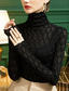 cheap Lace Tops-Shirt Blouse Women&#039;s Black White Blue Plain Lace Casual Fashion High Neck Slim S