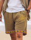 cheap Men&#039;s Shorts-Men&#039;s Cotton Linen Shorts Summer Shorts Beach Shorts Print Drawstring Elastic Waist Sun Comfort Breathable Short Outdoor Holiday Going out Cotton Blend Ethnic Style Casual White Pink