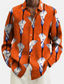 cheap Men&#039;s Printed Shirts-Floral Casual Men&#039;s Shirt Linen Shirt Daily Wear Going out Weekend Spring Turndown Long Sleeve Blue, Orange, Apricot S, M, L Slub Fabric Shirt