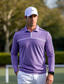 cheap Classic Polo-Men&#039;s Sport Polo Golf Shirt Sports Daily Wear Quarter Zip Long Sleeve Fashion Comfortable Embroidery Patchwork Zip Up Spring &amp;  Fall Regular Fit Purple Sport Polo