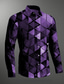 cheap Men&#039;s Printed Shirts-Novelty Abstract Men&#039;s Vacation Casual Daily Weekend Fall &amp; Winter Turndown Long Sleeve Black, Blue, Purple S, M, L Shirt Normal