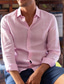 cheap Men&#039;s Linen Shirts-Men&#039;s Shirt Linen Shirt Button Up Shirt Beach Shirt Pink Long Sleeve Plain Lapel Spring &amp;  Fall Casual Daily Clothing Apparel