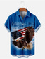 رخيصةأون قمصان رجالية مطبوعة-علم الولايات المتحدة الأمريكية إيجال كاجوال رجالي قميص مناسب للبس اليومي مناسب للخارج عطلة نهاية الاسبوع سقوط الخريف طوي كم قصير أحمر, عنابي, أزرق S, M, L 4-طريقة سترتش النسيج قميص