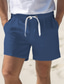 cheap Men&#039;s Shorts-Men&#039;s Shorts Linen Shorts Summer Shorts Pocket Drawstring Elastic Waist Plain Comfort Breathable Outdoor Daily Going out Fashion Casual Black White