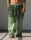 cheap Linen Pants-Men&#039;s Vintage Geometric Linen Pants Pants Trousers Mid Waist Outdoor Daily Wear Streetwear Fall &amp; Winter Regular Fit