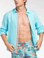 cheap Vacation-Men&#039;s Shirt Linen Shirt Cotton Linen Shirt Beach Shirt Button Up Shirt Plain Casual Daily White Light Green Pink Navy Blue Long Sleeve Lapel Spring &amp; Summer Clothing Apparel