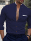 Χαμηλού Κόστους επαγγελματικά casual πουκάμισα-Ανδρικά Πουκάμισο Επίσημο Πουκάμισο Πουκάμισο με κουμπιά Λευκό Σκούρο μπλε Ουρανί Ανοικτό Μακρυμάνικο Συνδυασμός Χρωμάτων Όρθιος γιακάς Άνοιξη &amp; Χειμώνας Γραφείο &amp; Καριέρα Γαμήλιο Πάρτι Ρούχα Τσέπη