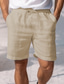 abordables Shorts pour hommes-Homme Short Short en lin Short d&#039;été Poche Cordon Taille elastique Plein Confort Respirable Extérieur du quotidien Sortie Mode Décontractées Blanche bleu marine