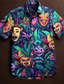 cheap Men&#039;s Printed Shirts-Mask Abstract Men&#039;s Shirt Daily Wear Going out Fall &amp; Winter Turndown Long Sleeve Blue, Purple S, M, L 4-Way Stretch Fabric Shirt Carnival