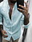 cheap Men&#039;s Linen Shirts-Men&#039;s Shirt Linen Shirt Button Up Shirt Beach Shirt White Light Grey Light Blue Long Sleeve Plain Band Collar Spring &amp; Summer Casual Daily Clothing Apparel