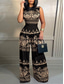 billiga semester jumpsuit-Dam Vanligt Jumpsuits Streetwear Blommig Ärmlös Rund hals Hög midja Mönster Gata Dagligen Normal Svart Gul Rodnande Rosa Sommar