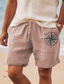billiga Shorts för män-bomullsshorts herr sommarshorts strandshorts tryck dragsko elastisk midja astrolabium komfort andas kort utomhussemester gå ut bomullsblandning hawaiiansk casual vit rosa